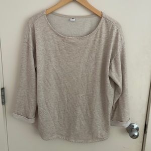French terry boat neck 3/4 sleeve top